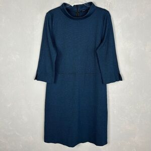 Emme Marella size XL mock neck shift knit dress navy knee length modest viscose